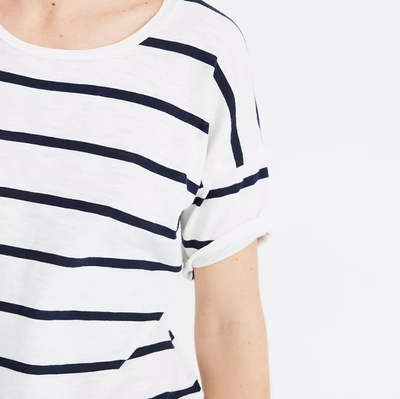 Madewell Whisper Cotton Crewneck Tee Creston Stripe T-Shirt Size XS - Picture 8 of 9
